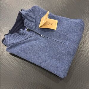 Patagonia Blue Zip Up Sweater with Quarter Zip and Stand Up Collar